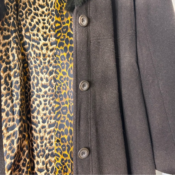 Marvin Richards Vintage Brown Wool Coat with Leopard Lining - Size Large - Picture 7 of 13